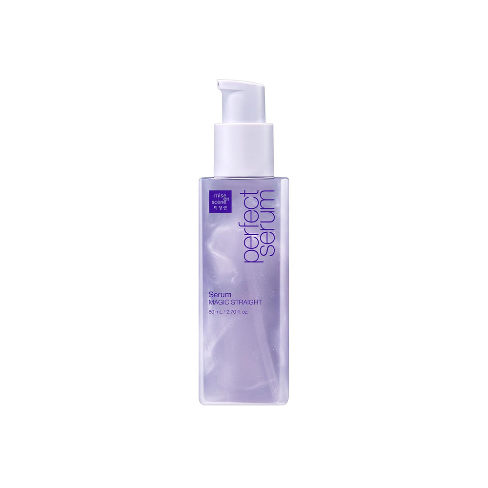 Mise En Scene Perfect Serum Magic Straight bottle delivers sleek shine with heat protection for straight styles.