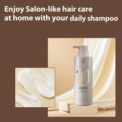 Mise En Scene Salon 10 Protein Shampoo repairing damaged cuticle in action.