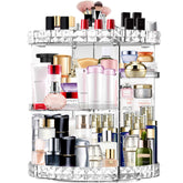 MISERWE makeup organizer 360 rotation base with easy-access cosmetics during use