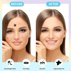 MISMALS Star Pimple Patches Sizes Guide — three sizes fit different pimples for better coverage.
