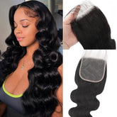 Misoun 5x5 closure top view with natural scalp blend