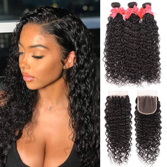 Miss GAGA water wave bundles with closure for natural blend and full volume.