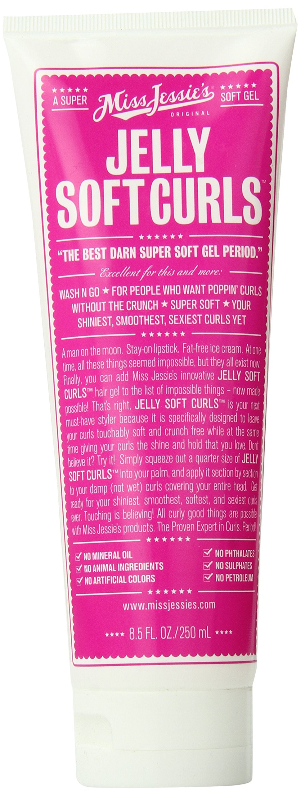 Miss Jessie's Jelly Soft Curls bottle showcases lightweight gel for soft, defined curls.