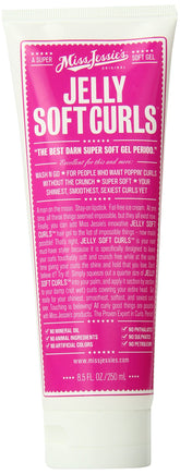Miss Jessie's Jelly Soft Curls bottle showcases lightweight gel for soft, defined curls.