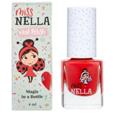 MISS NELLA CLASS CLOWN red polish bottle shows non-toxic, odor-free formula.