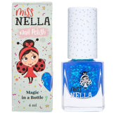 MISS NELLA COOL KID esmalte azul para niños, seguro y fácil de quitar.