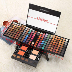 Miss Rose 190 colors eyeshadow palette offers versatile shades for day-to-night looks.
