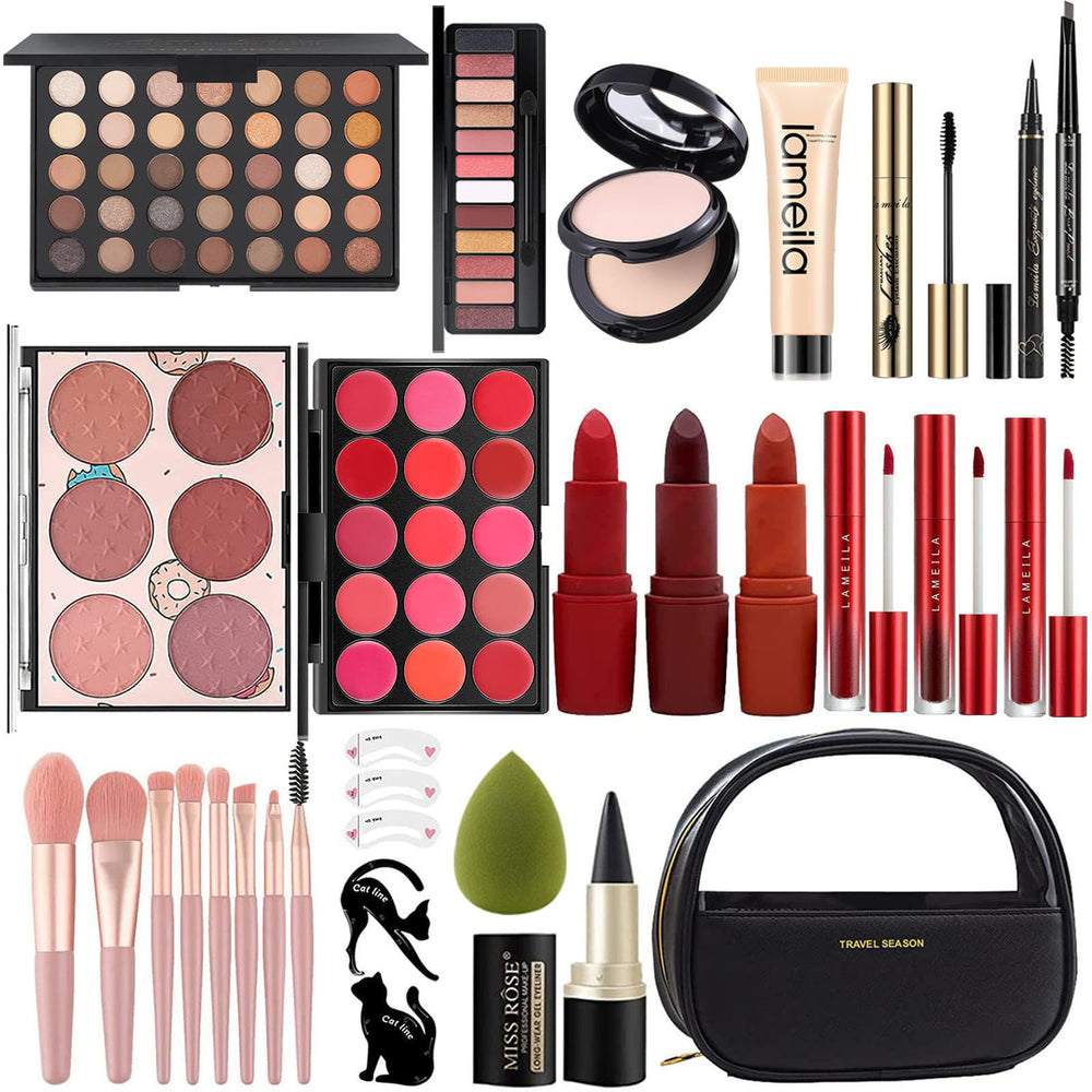 Miss Rose M All In One makeup kit in black case front for easy use on the go