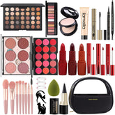 Miss Rose M All In One makeup kit in black case front for easy use on the go