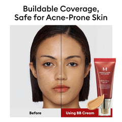 MISSHA M Perfect Cover BB Cream No.29 on-face application blends with warm undertones for medium skin.