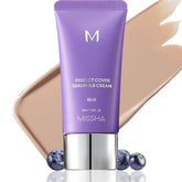 MISSHA M Perfect Cover Serum BB Cream packaging closeup for premium skincare makeup