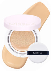 MISSHA Magic Cushion No.23 Natural Beige compact-open shows customizable coverage for a natural glow.