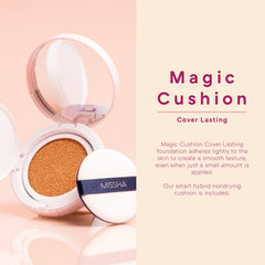 MISSHA Magic Cushion No.23 Natural Beige swatches reveal even-toned, dewy finish for fresh skin.