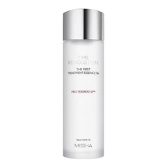 Missha Time Revolution First Essence RX bottle close-up showing hydration-focused design