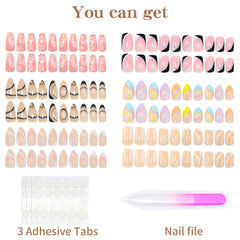 Misssix adhesive tabs included for fast, mess-free glue-on nail application