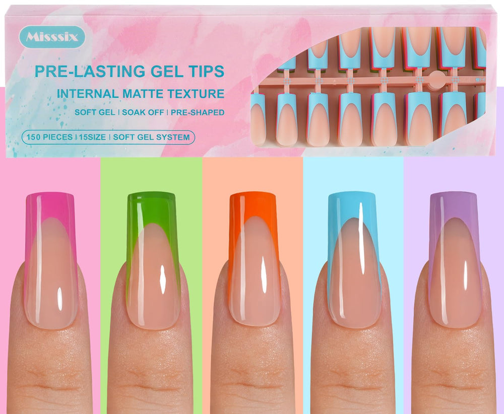 Misssix French Gel Nail Tips pack shown for quick press-on use and efficiency