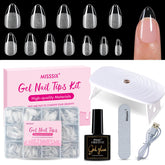 Misssix short almond nail tips kit 360pcs for at-home manicures.