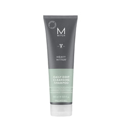 MITCH Heavy Hitter shampoo bottle shows a powerful daily clean.