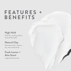 MITCH Matterial Finishing Clay jar closeup highlights natural clay for shine-free dry matte finish.