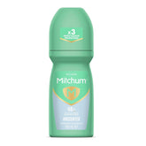 Mitchum roll-on anti-perspirant 100ml bottle for all-day sweat and odor protection.
