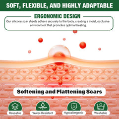 Mitreal post-surgical scar benefits visual highlighting flattening and subtle skin tone blending