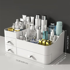 MIUOPUR white makeup organizer top compartments keep small items neatly separated.