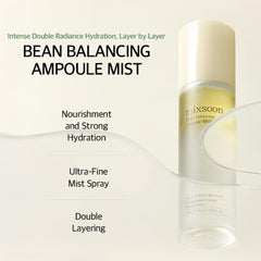 mixsoon Bean Balancing Ampoule Mist skin application demonstrates quick hydration on clean skin.
