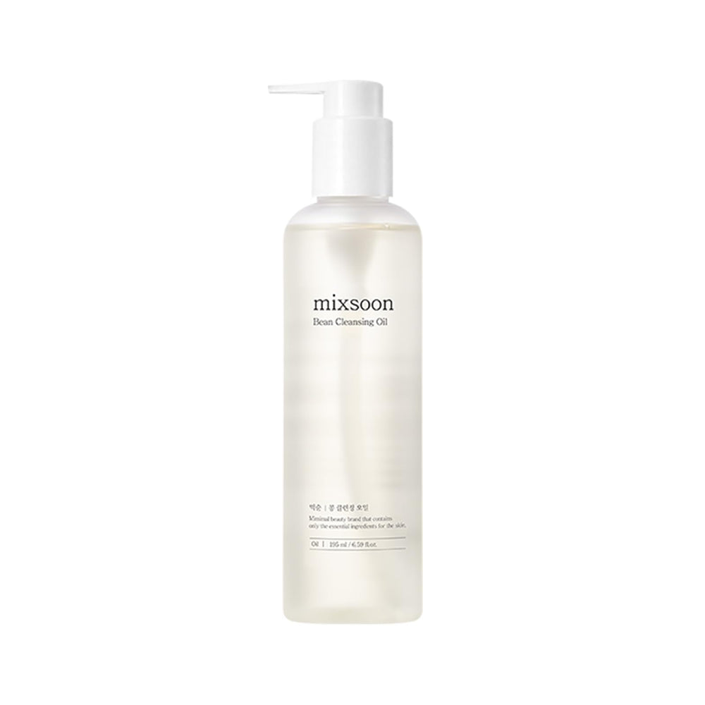 Mixsoon Bean Cleansing Oil bottle pour demonstrates a lightweight cleanse for refreshed skin.