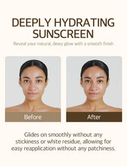 Mixsoon Bean Sunscreen no white cast swatch on skin.