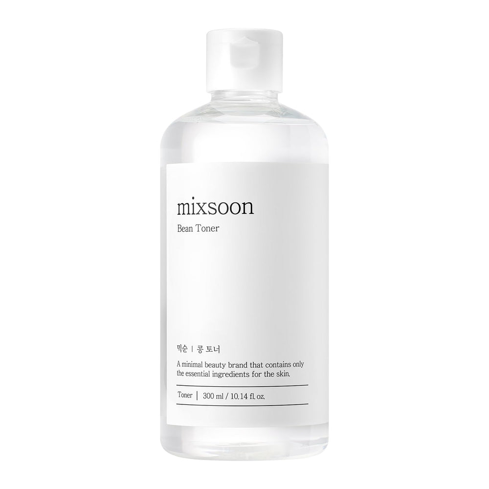 Mixsoon Bean Toner bottle front demonstrates minimalist packaging and daily hydration potential.