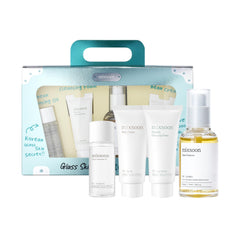 Mixsoon Glass Skin Kit packaging shows premium design for elegant skincare ritual.