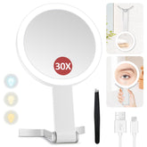 MIYADIVA lighted makeup mirror with 30X magnification for precise detail tasks.