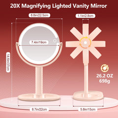 MIYADIVA makeup mirror 20x detail for precise lash work.