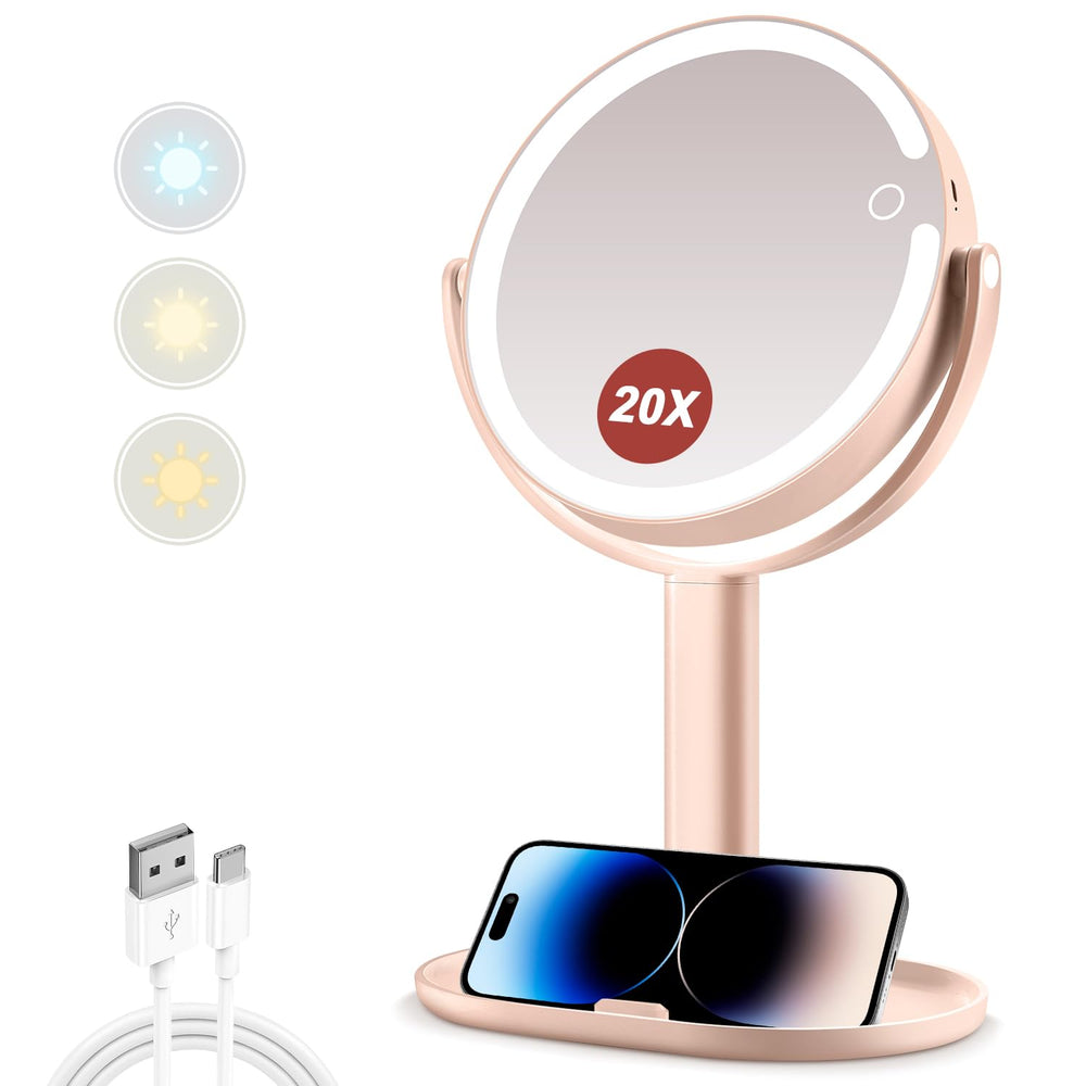 MIYADIVA makeup mirror shows 360-degree rotation for versatile angles.