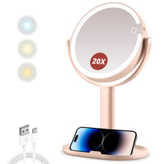 MIYADIVA makeup mirror shows 360-degree rotation for versatile angles.