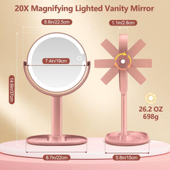 MIYADIVA two-sided vanity mirror with 1x and 20x for routine and detail work