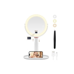 MIYADIVA makeup mirror with lights shows 30X/1X magnification for precise makeup tasks.