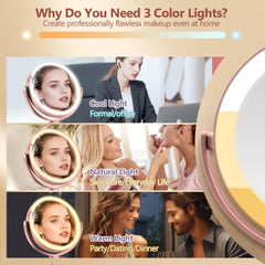 MIYADIVA rose gold desktop mirror adds elegant decor and practical lighting
