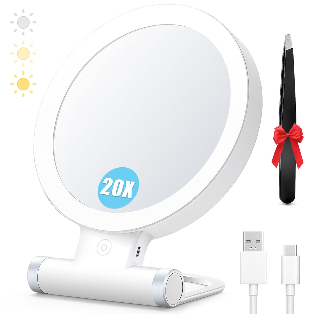 MIYADIVA travel magnifying mirror 1x20x angled for precise grooming