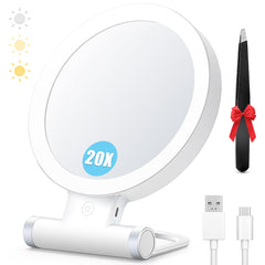 MIYADIVA travel magnifying mirror 1x20x angled for precise grooming