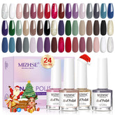MIZHSE Quick Dry Nail Polish Set swatches display 24 colors for versatile looks