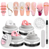MIZHSE solid builder gel kit shown for nail extensions at home, with 36 tips