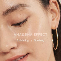 MIZON aha-bha exfoliation closeup highlights removal of dead skin cells for clearer pores.