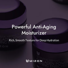 MIZON Collagen Line cream texture close-up showcasing rich hydration.