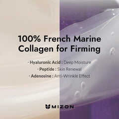 MIZON Collagen Power Firming Eye Cream application scene suggests gentle under-eye care.