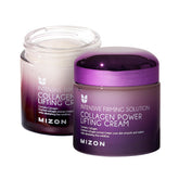 MIZON Collagen Power Lifting Cream bottle closeup showing hydration and lift potential