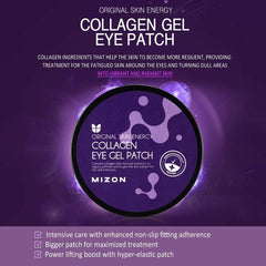 MIZON hydrogel eye patch close-up delivering refreshing cooling hydration