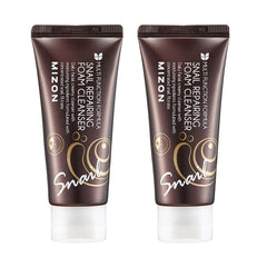MIZON Snail Repairing Foam Cleanser bottle front for gentle pore cleansing and hydration.