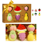 MJ Moijoy strawberry bath bomb shows fruit shape and fruity scent for playful bath time.