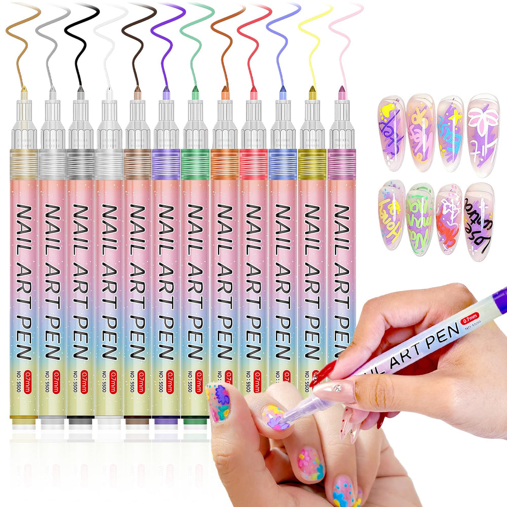 MKNZOME nail art pens with precision tip enable detailed nail designs for beginners.